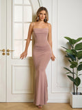 Formal Solid Ruched Bodycon Dress#color_khaki
