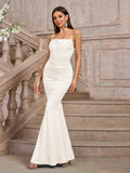 solid ruched bodycon formal dress#color_ivory
