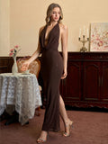 Sparkly Halter Neck Maxi Dress - View 15 | WEUXS