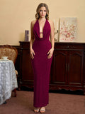 Sparkly Halter Neck Maxi Dress - View 12 | WEUXS