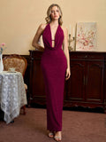 Sparkly Halter Neck Maxi Dress - View 7 | WEUXS