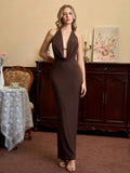 Sparkly Halter Neck Maxi Dress - View 13 | WEUXS