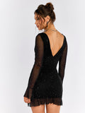 Glitter Mesh Mini Dress - View 8 | WEUXS