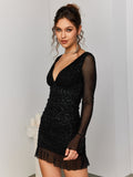 Glitter Mesh Mini Dress - View 10 | WEUXS