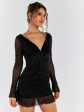Glitter Mesh Mini Dress - View 9 | WEUXS