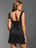 Satin Bow Detail Sweetheart Neck Mini Dress - View 8 | WEUXS