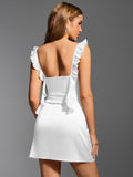 Satin Bow Detail Sweetheart Neck Mini Dress - View 14 | WEUXS