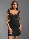 Satin Bow Detail Sweetheart Neck Mini Dress - View 7 | WEUXS