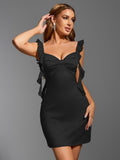Satin Bow Detail Sweetheart Neck Mini Dress - View 9 | WEUXS
