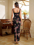 Floral print maxi dress with scoop neck and split hem - View 8 | WEUXS