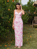Floral print maxi dress with scoop neck and split hem - View 6 | WEUXS