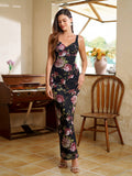 Floral print maxi dress with scoop neck and split hem - View 12 | WEUXS