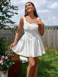 Square neck sleeveless fit and flare dress - View 6 | WEUXS