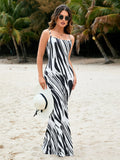 print cut out tie back bodycon cami dress#color_white