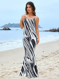 Printed spaghetti strap cami dress with open back tie detail - View 11 | WEUXS