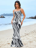 tie back cut out print bodycon cami dress#color_white