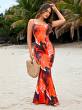 Printed spaghetti strap cami dress with open back tie detail - View 15 | WEUXS