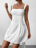 A-line dress with tie back and square neckline - View 6 | WEUXS