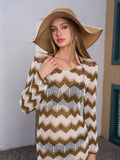 Striped knit dress with tie back detail - View 6 | WEUXS