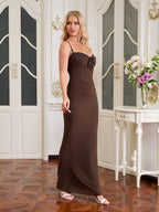 Mermaid maxi dress with ruched detailing and sweetheart neckline - View 6 | WEUXS