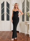 Mermaid maxi dress with ruched detailing and sweetheart neckline - View 7 | WEUXS