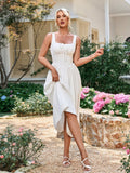 Midi sundress with square neckline and tie front detail - View 6 | WEUXS