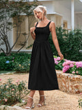 Midi sundress with square neckline and tie front detail - View 12 | WEUXS