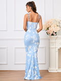 Floral Print Maxi Dress with Tie Shoulder Straps - View 56 | WEUXS