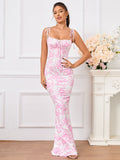 Floral Print Maxi Dress with Tie Shoulder Straps - View 66 | WEUXS