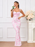 Floral Print Maxi Dress with Tie Shoulder Straps - View 64 | WEUXS