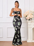 Floral Print Maxi Dress with Tie Shoulder Straps - View 51 | WEUXS