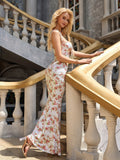 Floral Print Maxi Dress with Tie Shoulder Straps - View 69 | WEUXS