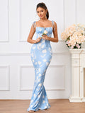 Floral Print Maxi Dress with Tie Shoulder Straps - View 57 | WEUXS