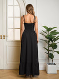 Tie Shoulder Ruched Bust Maxi Solid Dress - View 14 | WEUXS