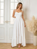 Tie Shoulder Ruched Bust Maxi Solid Dress - View 6 | WEUXS