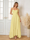 Tie Shoulder Ruched Bust Maxi Solid Dress - View 48 | WEUXS