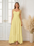 Tie Shoulder Ruched Bust Maxi Solid Dress - View 47 | WEUXS