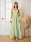 Tie Shoulder Ruched Bust Maxi Solid Dress#color_green