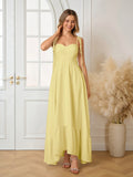 Tie Shoulder Ruched Bust Maxi Solid Dress - View 46 | WEUXS