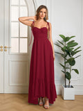 Tie Shoulder Ruched Bust Maxi Solid Dress - View 40 | WEUXS