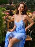 Floral print maxi dress with tie shoulder straps - View 12 | WEUXS