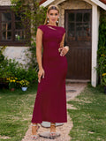 Mermaid maxi dress with floral embellishment and ruched waist - View 17 | WEUXS