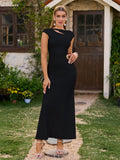 Mermaid maxi dress with floral embellishment and ruched waist - View 6 | WEUXS