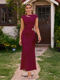 Mermaid maxi dress with floral embellishment and ruched waist - View 16 | WEUXS
