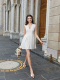 sleeveless flared hem u-neck mini dress#color_white