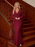 V-neck ruched knitted maxi dress - View 23 | WEUXS