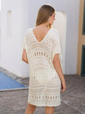 see through v-neck split beach dress#color_white