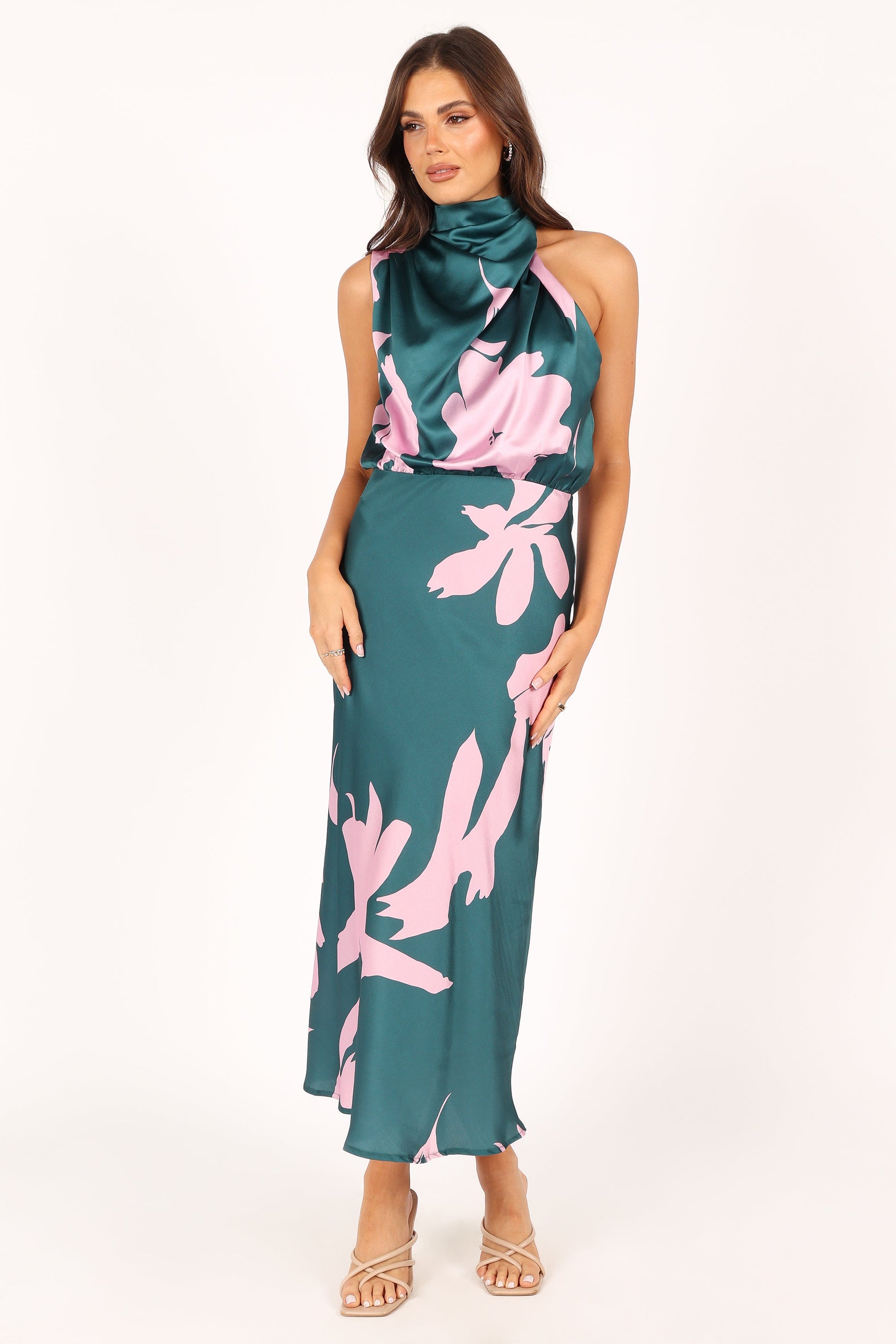 Floral Halter Neck Midi Dress - View 7 | WEUXS