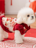 Floral brocade dog vest with fur trim - View 6 | WEUXS
