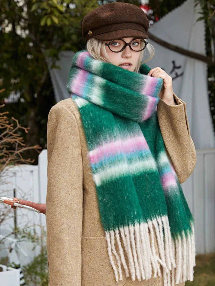 Oversized plaid knit scarf - View 6 | WEUXS